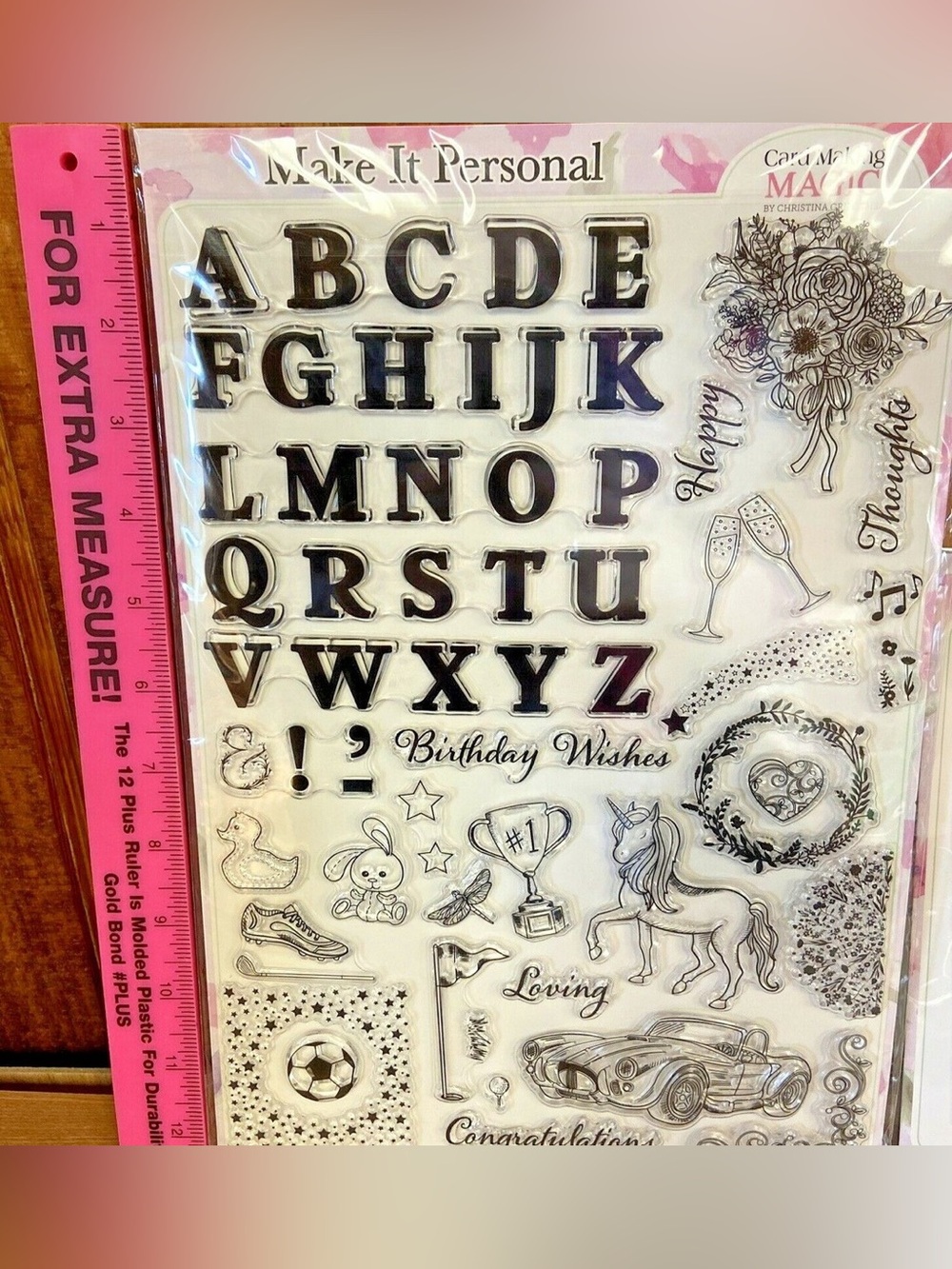 Card Making Magic Alphabet Clear Stamps - Black Alphabet & Accents NWT